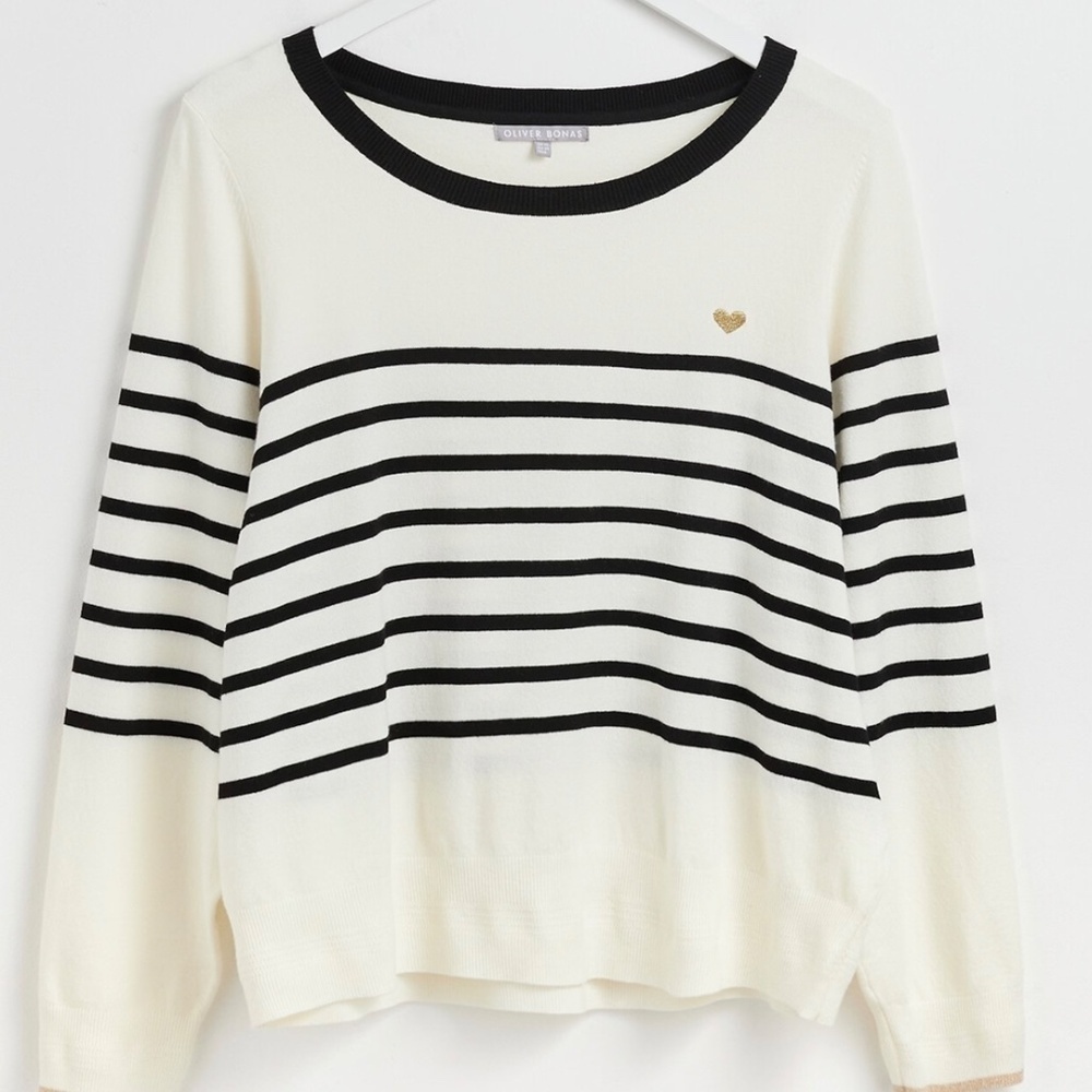 Oliver Bonas Breton stripe & heart sweater - Picture 8 of 9